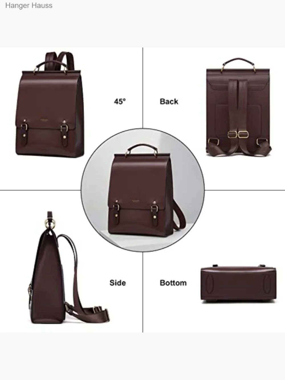 Genuine Leather Backpack Purse For Women Large College Travel Daypack